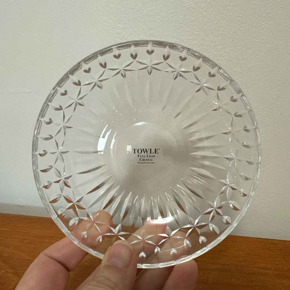VINTAGE TOWLE FullLead Crystal Dish MadeIn Austria, candy dish accent bowl small